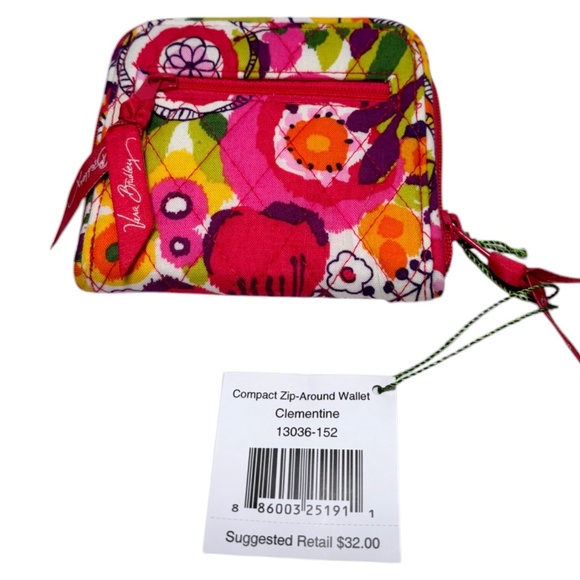 NEW Vera Bradley Clementine Compact Zip Around Wallet Retired Pink Floral Gift - Picture 3 of 8
